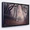 Designart - Vintage Foggy Forest Trees - Landscape Photography Canvas Print in Black Frame